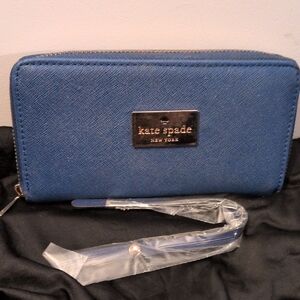 Kate Spade Blue Zip-Around Wristlet/ Wallet